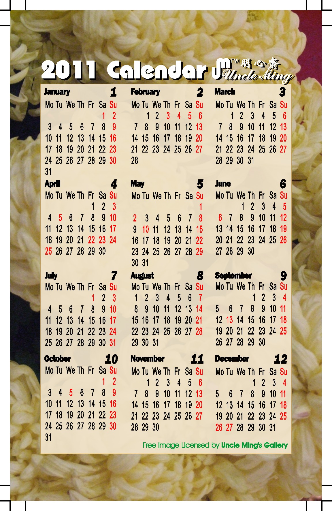 2011 calendar autum